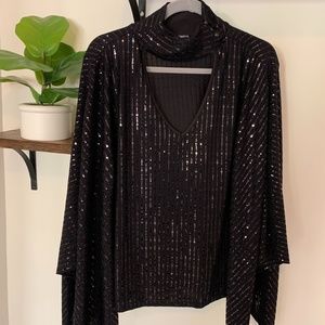 Sequin Cutout Flowy Party Top